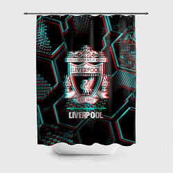 Шторка для ванной Liverpool FC в стиле glitch на темном фоне