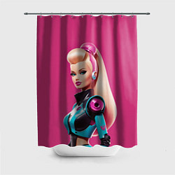 Шторка для душа Кукла Барби - киберпанк, цвет: 3D-принт