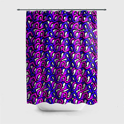 Шторка для душа Фиолетовый узор и чёрная обводка, цвет: 3D-принт