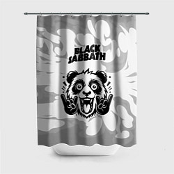 Шторка для ванной Black Sabbath рок панда на светлом фоне
