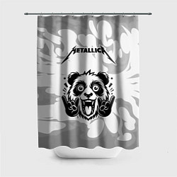 Шторка для ванной Metallica рок панда на светлом фоне