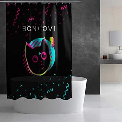 Шторка для душа Bon Jovi - rock star cat, цвет: 3D-принт — фото 2