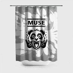 Шторка для ванной Muse рок панда на светлом фоне