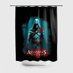 Шторка для душа Assassins creed синий дым, цвет: 3D-принт