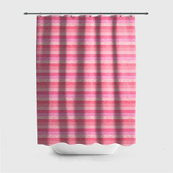 Шторка для душа Нежный розовый полосатый, цвет: 3D-принт