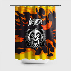 Шторка для душа Slayer рок панда и огонь, цвет: 3D-принт