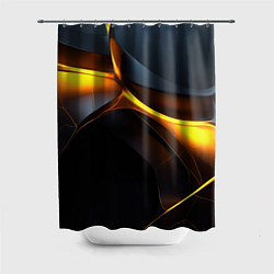 Шторка для душа Разлом черных плит и оранжевая лава, цвет: 3D-принт