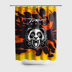 Шторка для душа Tokio Hotel рок панда и огонь, цвет: 3D-принт