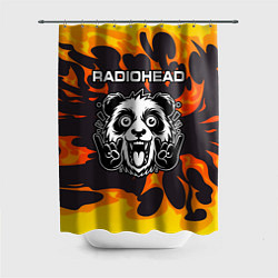 Шторка для душа Radiohead рок панда и огонь, цвет: 3D-принт