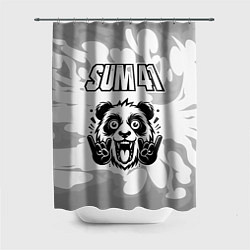 Шторка для ванной Sum41 рок панда на светлом фоне