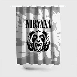 Шторка для душа Nirvana рок панда на светлом фоне, цвет: 3D-принт