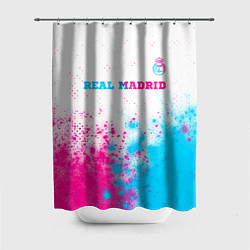 Шторка для душа Real Madrid neon gradient style посередине, цвет: 3D-принт