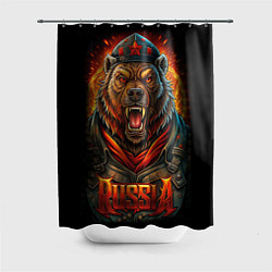 Шторка для душа Мощный красный медведь - Russia, цвет: 3D-принт