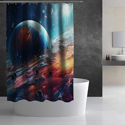 Шторка для душа Космос фантастическая планета, цвет: 3D-принт — фото 2