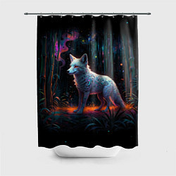 Шторка для душа Белая лисица на фоне волшебного леса, цвет: 3D-принт