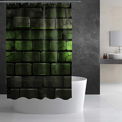 Шторка для душа Зеленые неоновые кирпичи, цвет: 3D-принт — фото 2