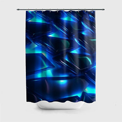 Шторка для душа Синие абстрактные неоновые плиты, цвет: 3D-принт
