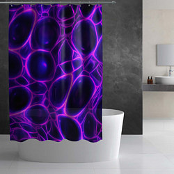 Шторка для душа Фиолетовы неоновые соты, цвет: 3D-принт — фото 2