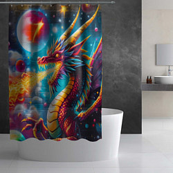 Шторка для душа Космический дракон - граффити, цвет: 3D-принт — фото 2