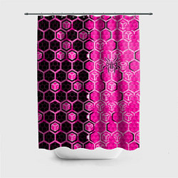 Шторка для душа Техно-киберпанк шестиугольники розовый и чёрный с, цвет: 3D-принт