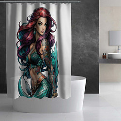 Шторка для душа Татуированная секси русалка, цвет: 3D-принт — фото 2