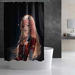 Шторка для душа Милый во франксе - zero two, цвет: 3D-принт — фото 2