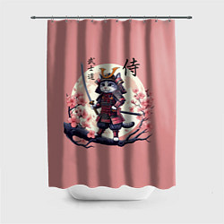 Шторка для душа Kitten samurai - bushido ai art, цвет: 3D-принт