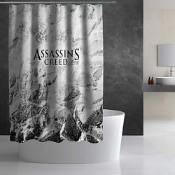 Шторка для душа Assassins Creed white graphite, цвет: 3D-принт — фото 2