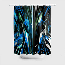 Шторка для душа Бело-синяя абстракция на чёрном фоне, цвет: 3D-принт