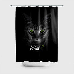 Шторка для душа Недобрый кот с зелёными глазами - What?, цвет: 3D-принт