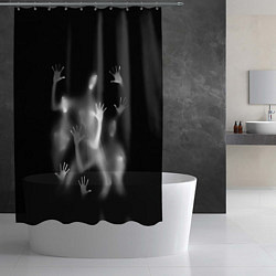 Шторка для душа Белые призрачные силуэты Y2K, цвет: 3D-принт — фото 2