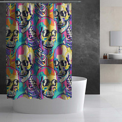 Шторка для душа Граффити череп разноцветный, цвет: 3D-принт — фото 2