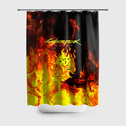 Шторка для душа Samurai fire cyberpunk, цвет: 3D-принт