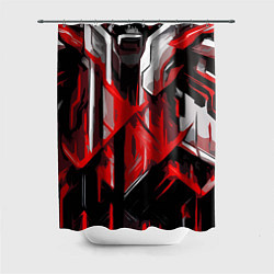 Шторка для душа Red and white abstraction on a black background, цвет: 3D-принт