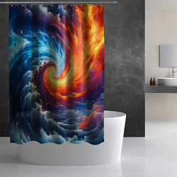 Шторка для душа Столкновение двух стихий - инь янь, цвет: 3D-принт — фото 2