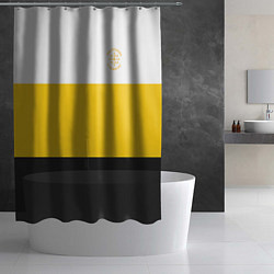 Шторка для душа Мы русские с нами Бог НИКА желтая патриоты, цвет: 3D-принт — фото 2