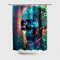 Шторка для ванной Cool cyber skull - neon glow