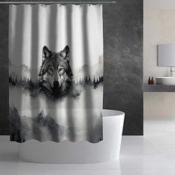 Шторка для душа Голова серого волка, цвет: 3D-принт — фото 2