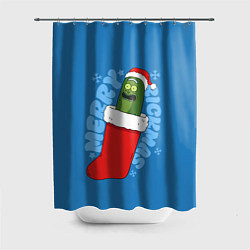 Шторка для душа Новогодний Рик огурчик - Merry Rickmas, цвет: 3D-принт