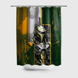Шторка для душа Футуристичный боевой андроид, цвет: 3D-принт