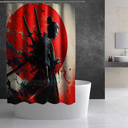 Шторка для душа Солнце самурая, цвет: 3D-принт — фото 2