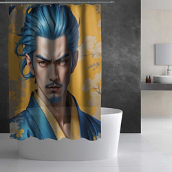 Шторка для душа Японский воин искусство, цвет: 3D-принт — фото 2