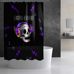 Шторка для душа Crystal Castles неоновый череп, цвет: 3D-принт — фото 2