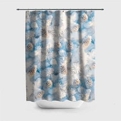 Шторка для душа Мороз и солнце - еловые шишки, цвет: 3D-принт