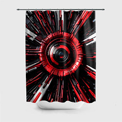 Шторка для душа Чёрно-красная сфера киберпанк, цвет: 3D-принт