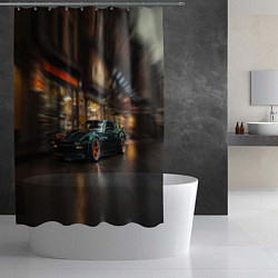 Шторка для душа Спорткар с оранжевыми десками, цвет: 3D-принт — фото 2