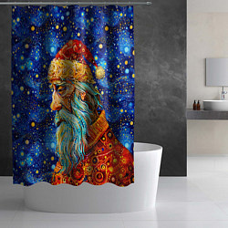 Шторка для душа Santa Claus: pop-art-brut-nouveau pointillism, цвет: 3D-принт — фото 2