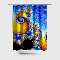 Шторка для душа Фрактальный узор текстура синий, цвет: 3D-принт