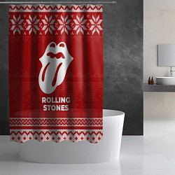 Шторка для душа Новогодний Rolling Stones, цвет: 3D-принт — фото 2