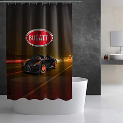 Шторка для душа Bugatti on the night route, цвет: 3D-принт — фото 2